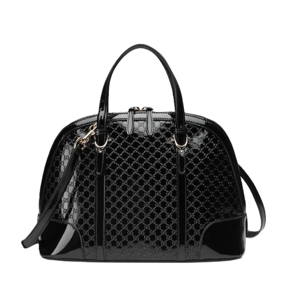 🖤 GUCCI Patent Microguccissima Small Nice Top Handle Black Dome Satchel